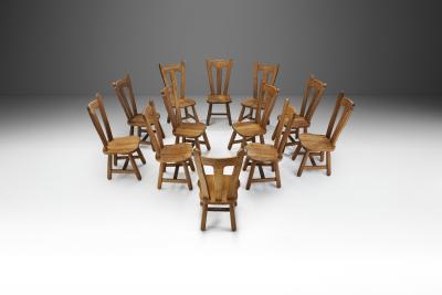 Belgian Brutalist Oak Dining Chairs Belgium 1970s
