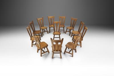 Belgian Brutalist Oak Dining Chairs Belgium 1970s
