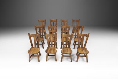 Belgian Brutalist Oak Dining Chairs Belgium 1970s