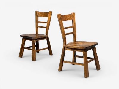 Belgian Modern Six Brutalist Dining Chairs Oak Belgium 1970s