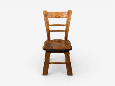 Belgian Modern Six Brutalist Dining Chairs Oak Belgium 1970s