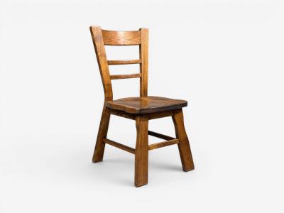 Belgian Modern Six Brutalist Dining Chairs Oak Belgium 1970s