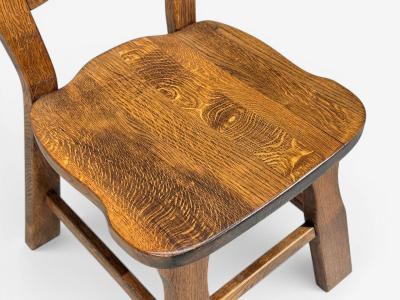Belgian Modern Six Brutalist Dining Chairs Oak Belgium 1970s