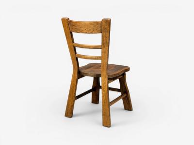 Belgian Modern Six Brutalist Dining Chairs Oak Belgium 1970s