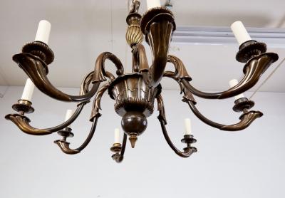 Belgian Patinated Bronze Chandelier
