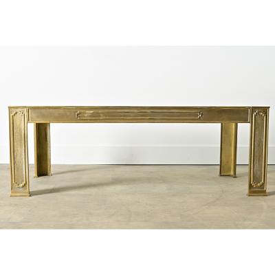 Belgian Vintage Cast Bronze Glass Coffee Table