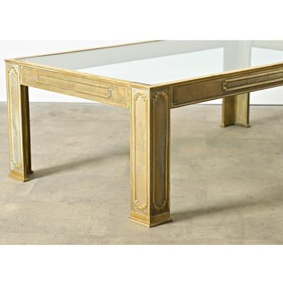 Belgian Vintage Cast Bronze Glass Coffee Table