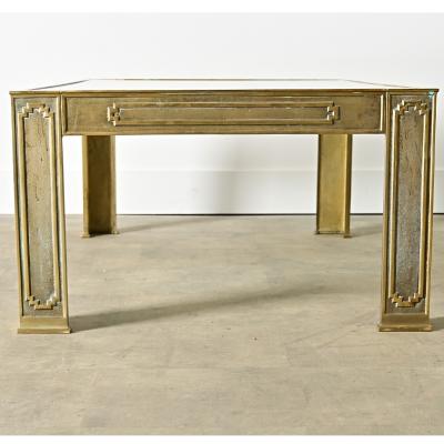 Belgian Vintage Cast Bronze Glass Coffee Table