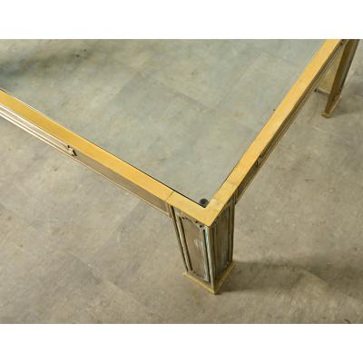 Belgian Vintage Cast Bronze Glass Coffee Table