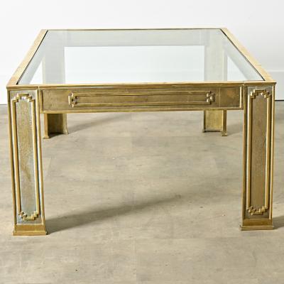 Belgian Vintage Cast Bronze Glass Coffee Table