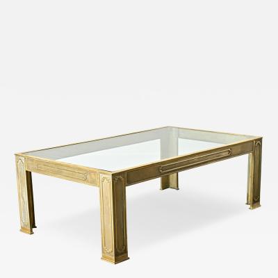Belgian Vintage Cast Bronze Glass Coffee Table