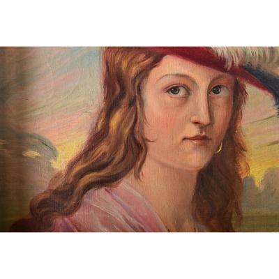 Belgian Vintage Portrait Painting by Delescluze