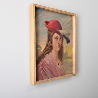 Belgian Vintage Portrait Painting by Delescluze