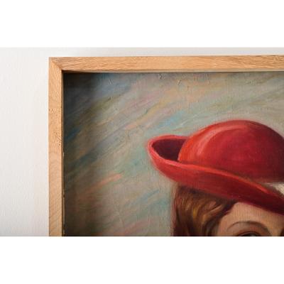 Belgian Vintage Portrait Painting by Delescluze