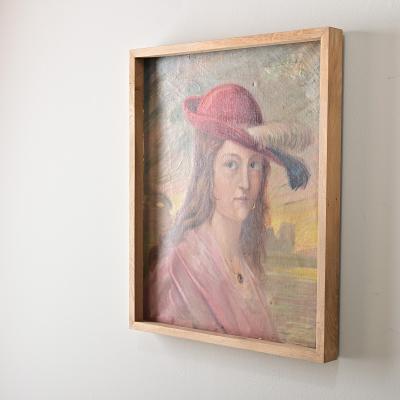 Belgian Vintage Portrait Painting by Delescluze