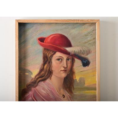 Belgian Vintage Portrait Painting by Delescluze