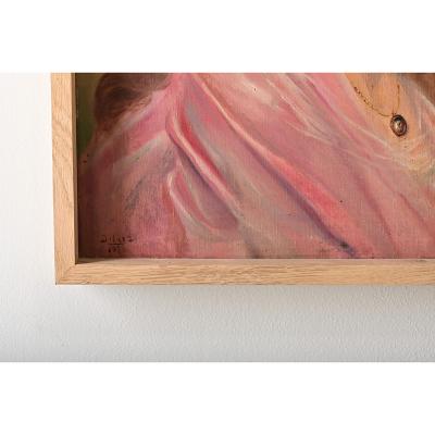 Belgian Vintage Portrait Painting by Delescluze