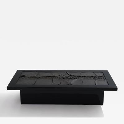 Belgian brutalist ceramic lacquer coffee table Erik Deforce 1977