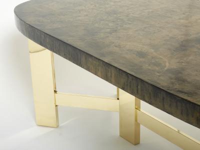 Belgian brutalist resin and brass dining table 1970