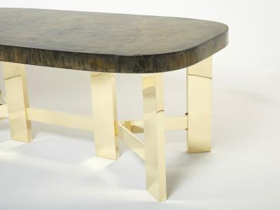 Belgian brutalist resin and brass dining table 1970