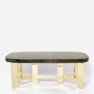 Belgian brutalist resin and brass dining table 1970
