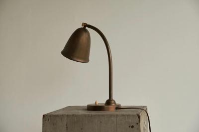 Bell Shaped Art Deco Table Lamp in Patinated Brass The Netherlands 1930s
