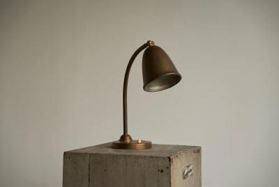 Bell Shaped Art Deco Table Lamp in Patinated Brass The Netherlands 1930s