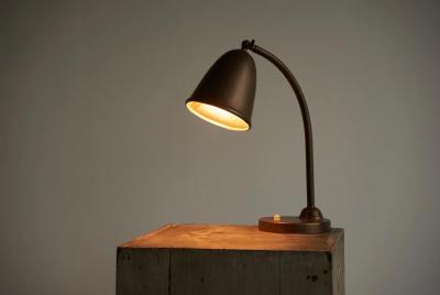 Bell Shaped Art Deco Table Lamp in Patinated Brass The Netherlands 1930s