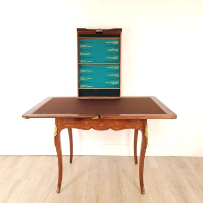 Belle poque French Inlaid Game Table circa 1900