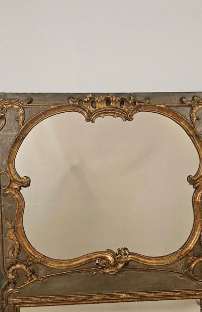 Belle poque Painted Gilt Over Mantel Mirror France circa 1900