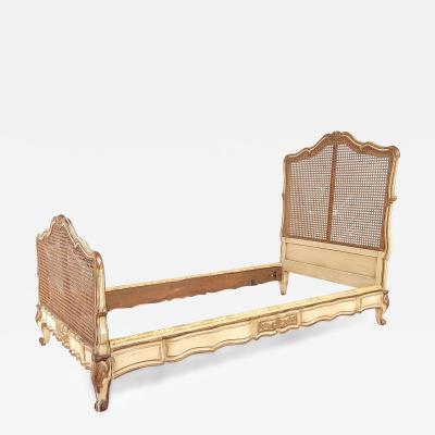 Belle poque Painted and Gilt French Louis XV Style Bed circa 1890