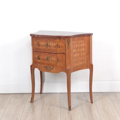 Belle poque Parquetry Two Drawer Chest with Red Marble France circa 1890