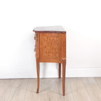 Belle poque Parquetry Two Drawer Chest with Red Marble France circa 1890