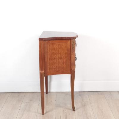 Belle poque Parquetry Two Drawer Chest with Red Marble France circa 1890
