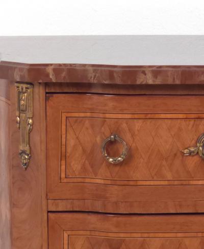 Belle poque Parquetry Two Drawer Chest with Red Marble France circa 1890