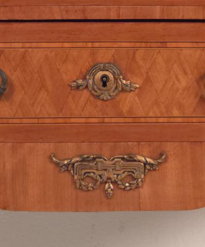 Belle poque Parquetry Two Drawer Chest with Red Marble France circa 1890