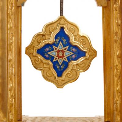 Belle poque period ormolu and porcelain mantel clock in Moorish style