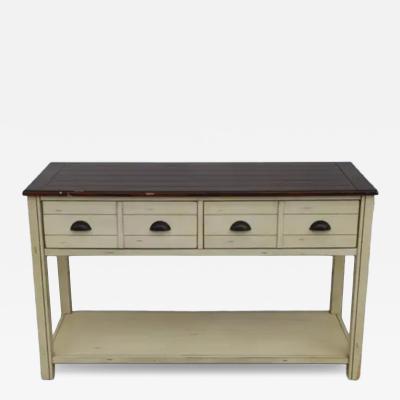 Bellhaven Coastal Cottage Alabaster Rectangular Storage Console Table