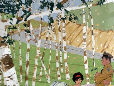 Ben Denison Alfa Romeo Traffic Stop Playboy Cartoon Mid Century