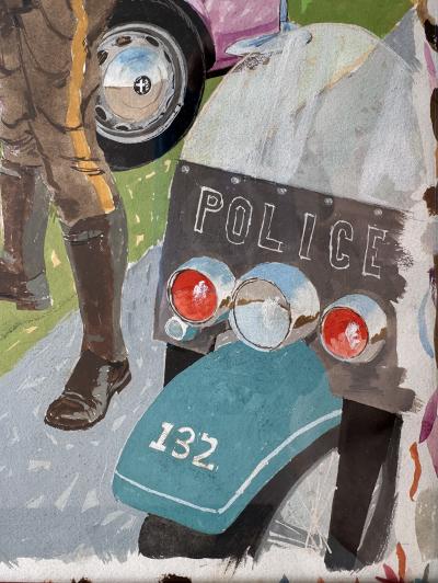 Ben Denison Alfa Romeo Traffic Stop Playboy Cartoon Mid Century