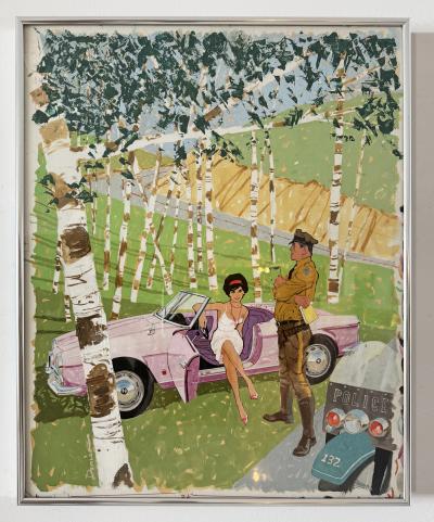Ben Denison Alfa Romeo Traffic Stop Playboy Cartoon Mid Century