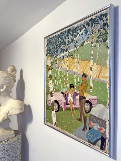Ben Denison Alfa Romeo Traffic Stop Playboy Cartoon Mid Century