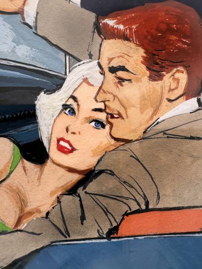 Ben Denison Blue Sports Car Arnolt Bristol Mid Century Good Life Playboy Cartoon