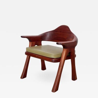 Ben Rouzie 1970s Studio Lounge Chair in Solid Walnut