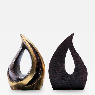 Ben Seibel Pair of Midcentury Ben Seibel Sculptural Brass Bookends