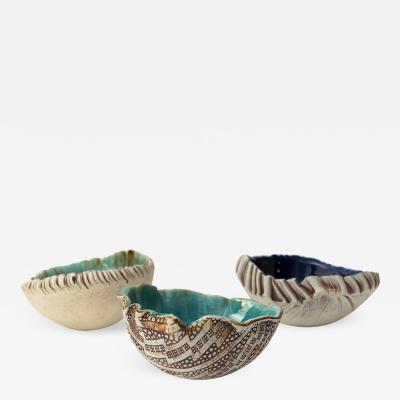 Bengt Erik Berglund 3 Scandinavian Modern Hand Built and Glazed Bowls by Artist Bengt Berglund