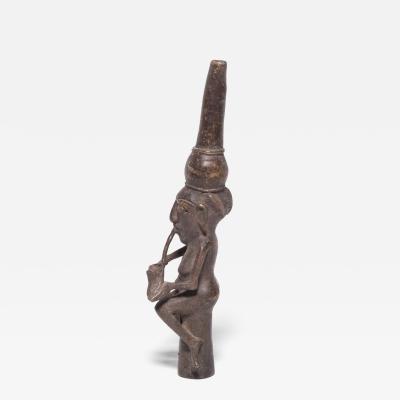Benin Style Bronze Figural Pipe Mouthpiece