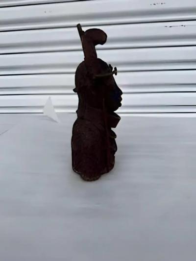 Benin brass aba ancestral head sculpture