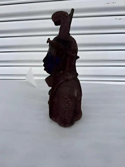 Benin brass aba ancestral head sculpture