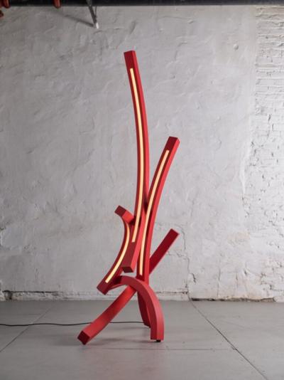 Benjamin Gillespie Entropy Arc Floor Lamp in Red 2024